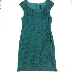 Adrianna Papell Lace Faux Wrap Sheath Dress Teal